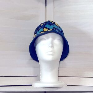 Vintage Kids Tropical Bucket Hat Blue Teal Green Medium